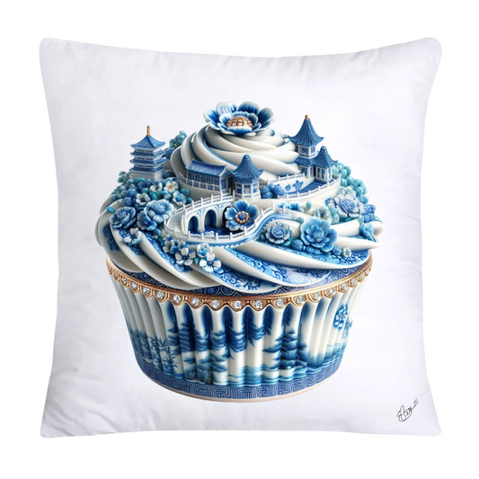 Blue Willow Chinoiserie Cupcake Throw Pillow Covers 18X18-2930