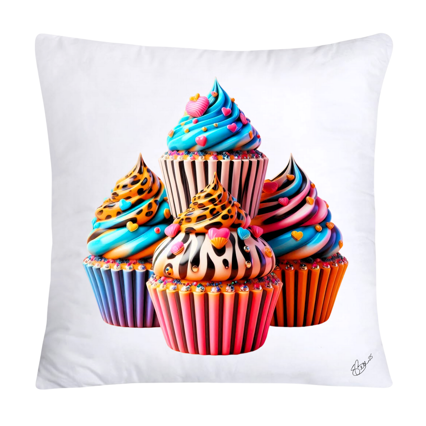 Wild Animal Print Cupcake 18x18 Throw Pillow Covers-850