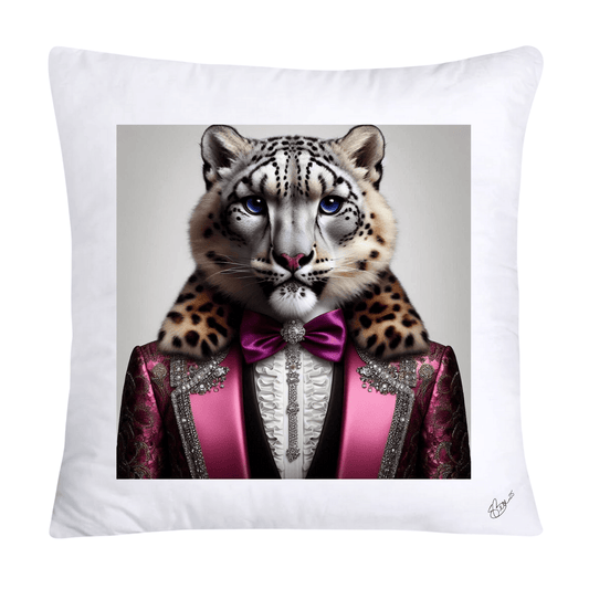 Royal Pet Portrait Throw Pillow Covers 18X18-Snow Leopard Kings and Queens-624