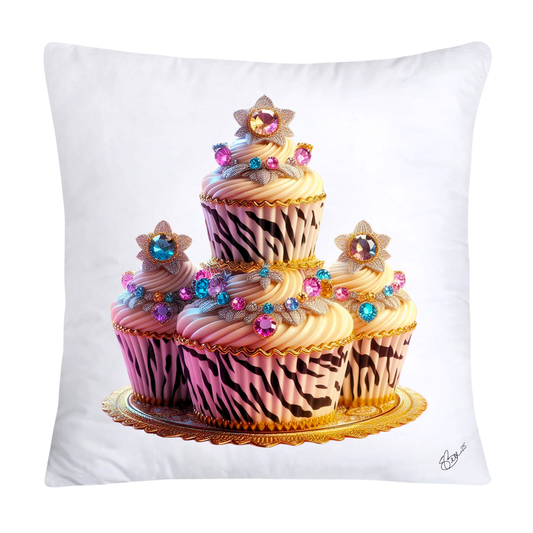 Wild Animal Print Cupcake Throw Pillow Covers 18x18