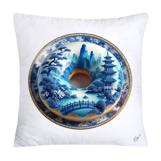 Blue Willow Whimsical Donut Throw Pillow Covers 18X18-1384