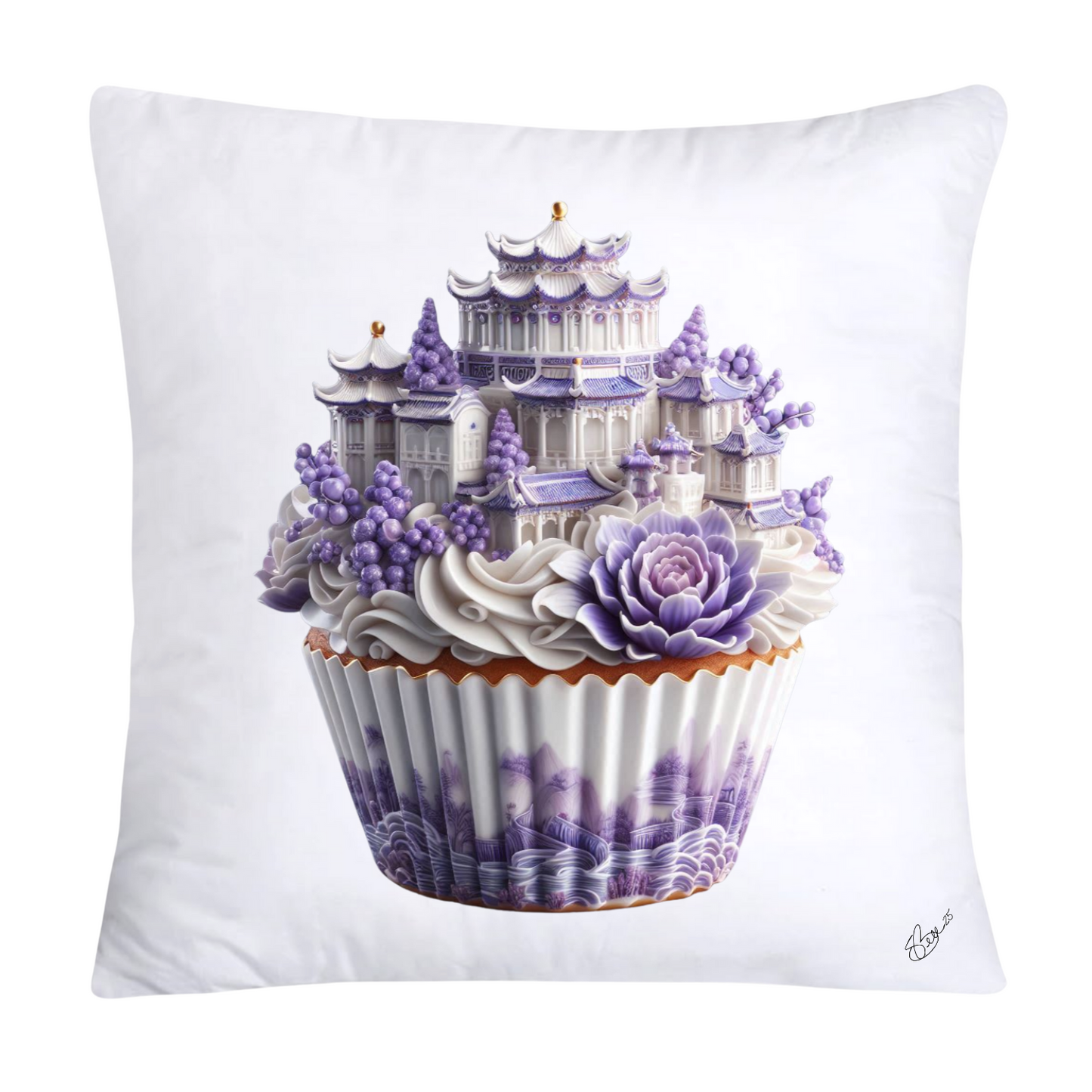 18x18 Purple Willow Whimsical Cupcake Pillow Covers-548