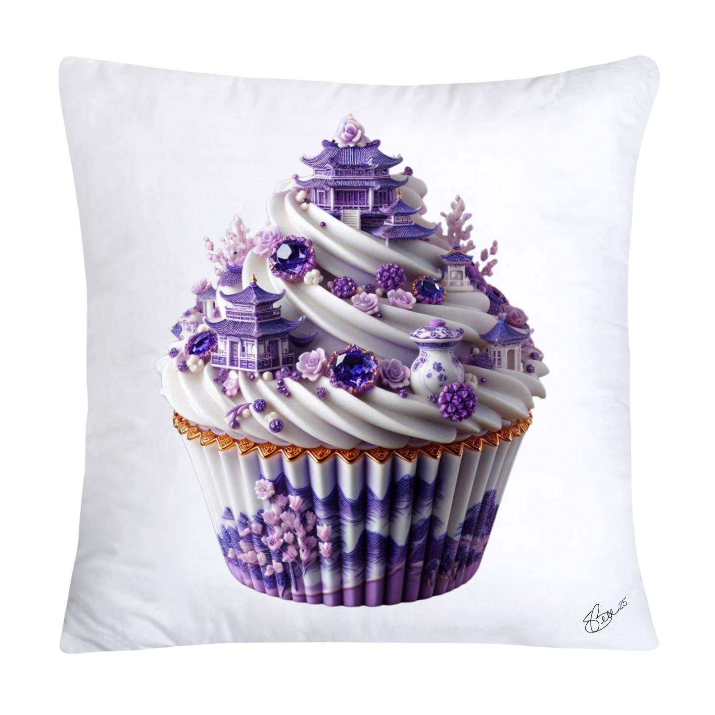 18x18 Purple Willow Whimsical Cupcake Pillow Covers-551