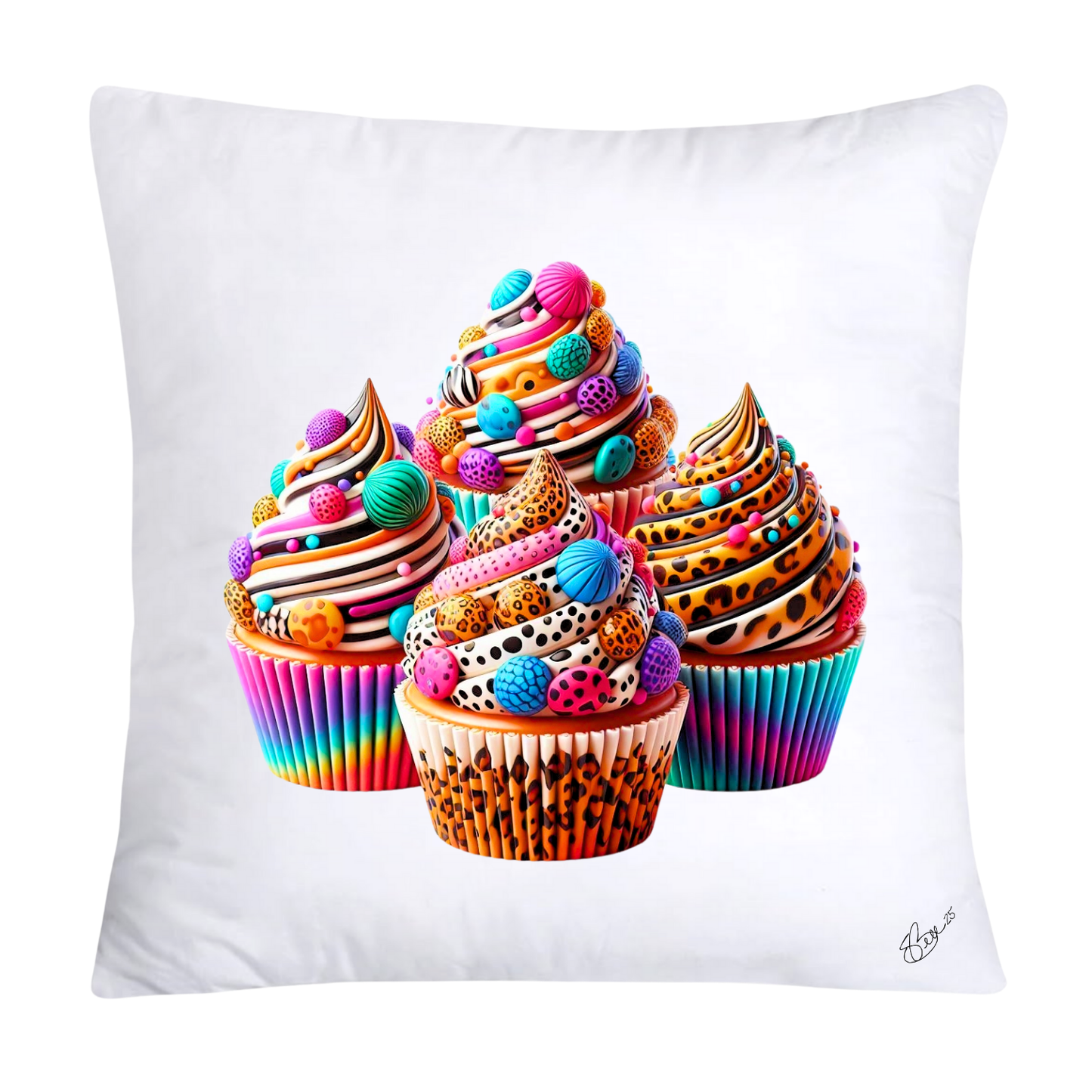 Wild Animal Print Cupcake 18x18 Throw Pillow Covers-808