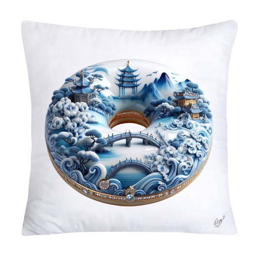 Blue Willow Whimsical Donut Throw Pillow Covers 18X18-1391