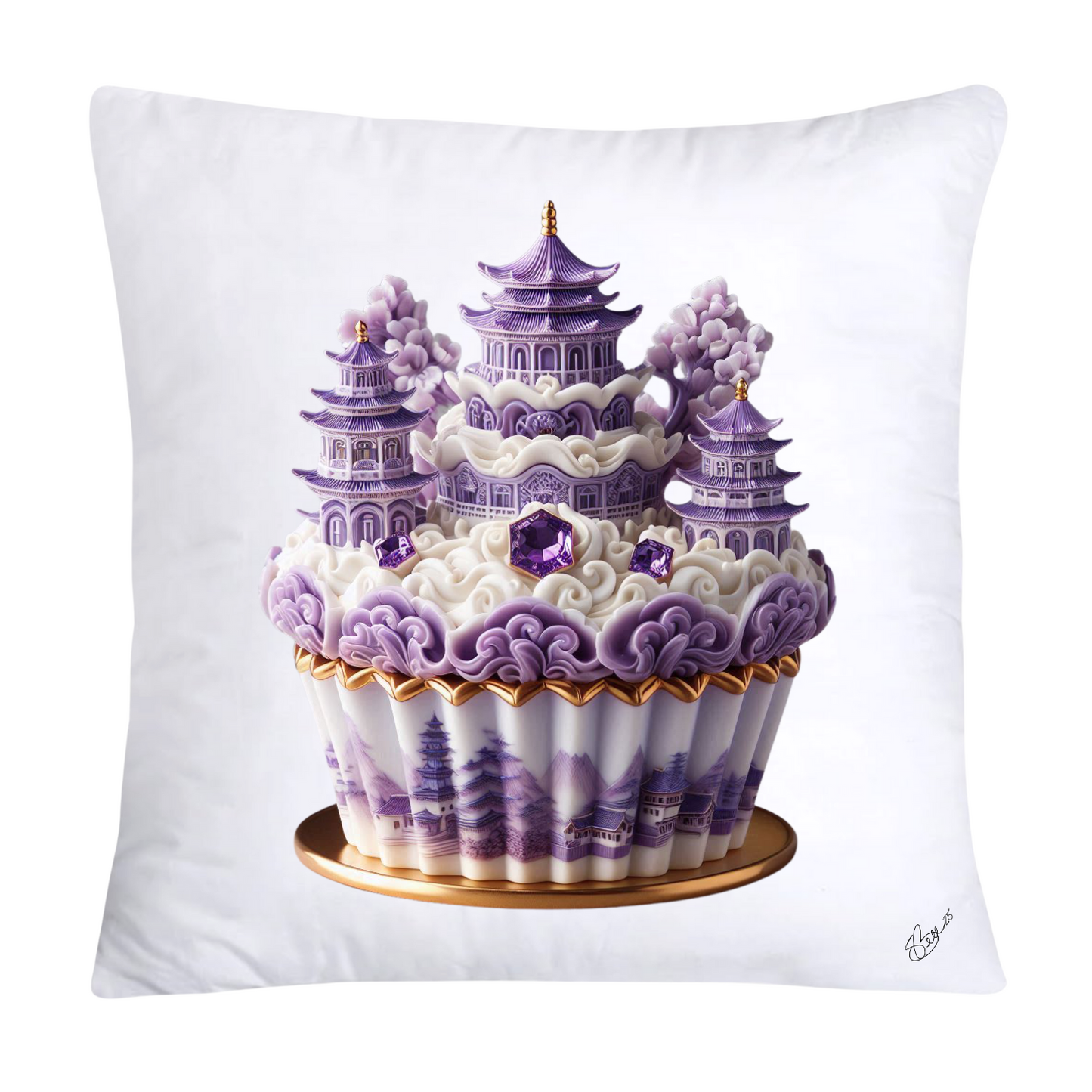 18x18 Purple Willow Whimsical Cupcake Pillow Covers-544