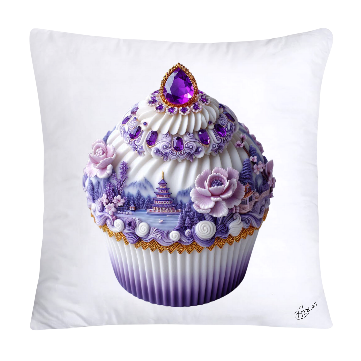 Purple Willow 18x18 Whimsical Cupcake Pillow Covers-555