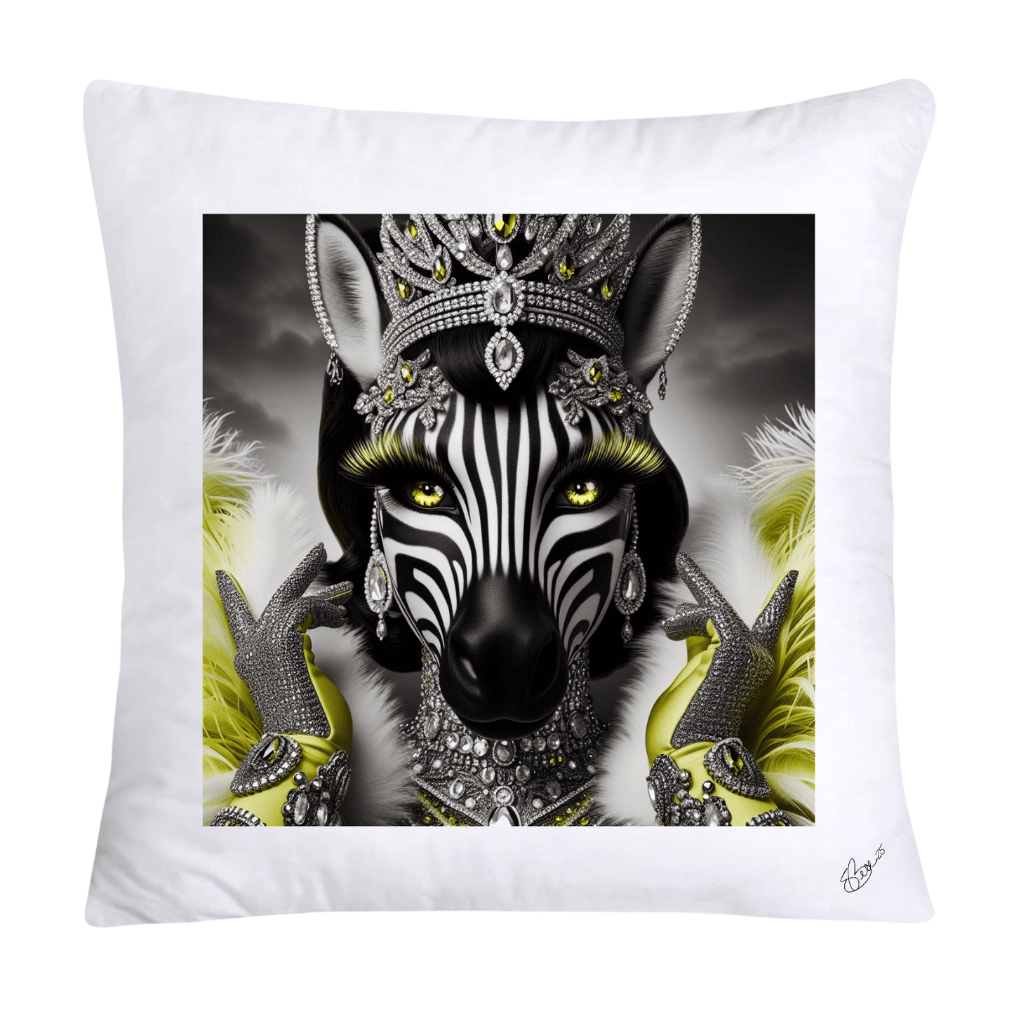 Royal Pet Portrait Throw Pillow Covers 18X18-Kings and Queens-Zebra-716