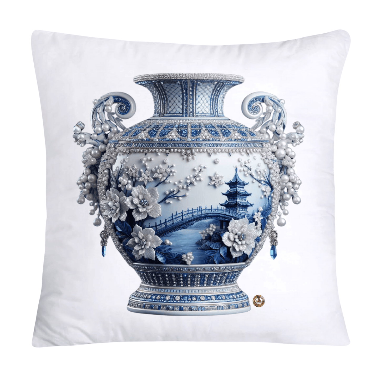Blue Willow Chinoiserie 18x18 Stunning Vase Pillow Covers-4092
