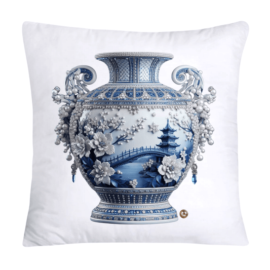Blue Willow Chinoiserie 18x18 Stunning Vase Pillow Covers-4092
