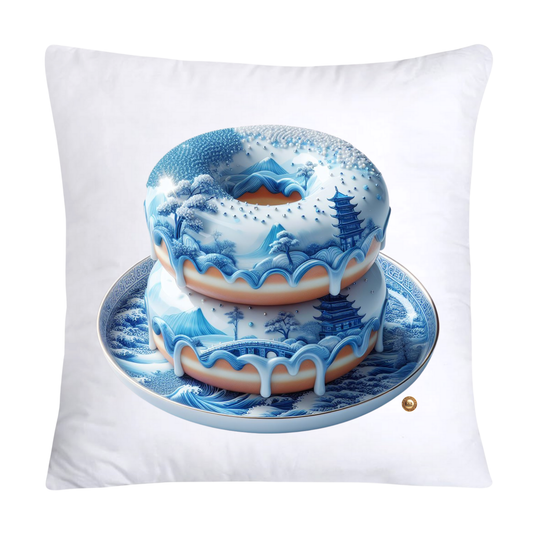 Blue Willow Whimsical 18x18 Donut Throw Pillow Cushion Covers- 1222