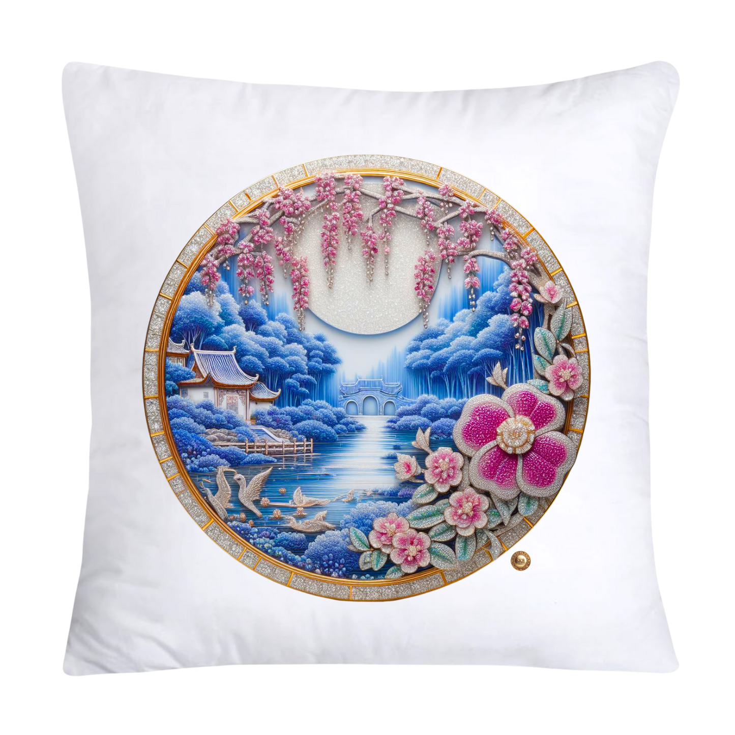 Blue Willow Chinoiserie Decorative Plate Pillow Covers-1474