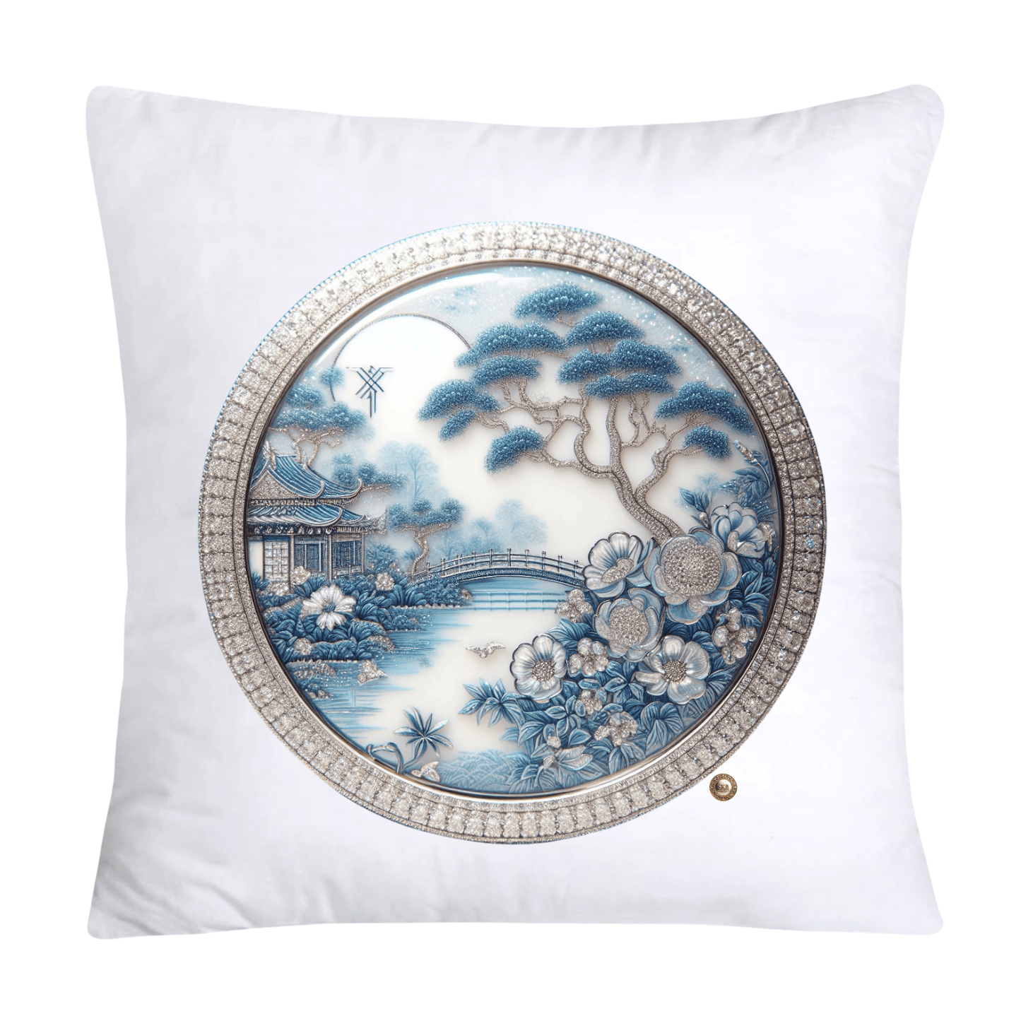 Blue Willow Chinoiserie Decorative Plate Throw Pillow Covers-2350