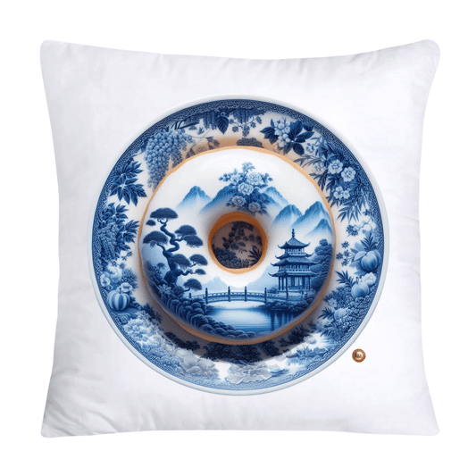 Blue Willow Whimsical 18x18 Donut Throw Pillow Cushion Covers-1215