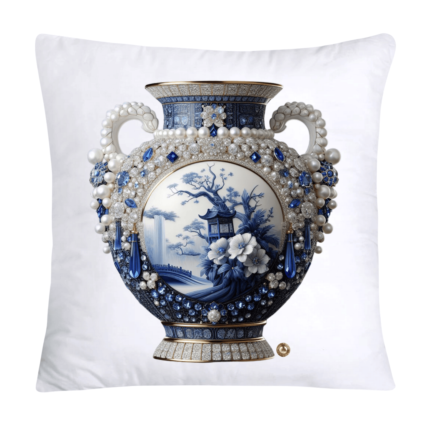 Blue Willow Chinoiserie 18x18 Stunning Vase Pillow Covers-4111