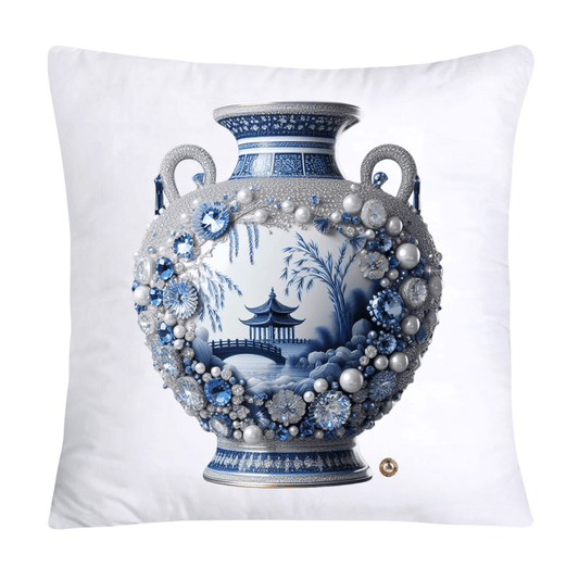 Blue Willow Chinoiserie 18x18 Stunning Vase Pillow Covers-4108