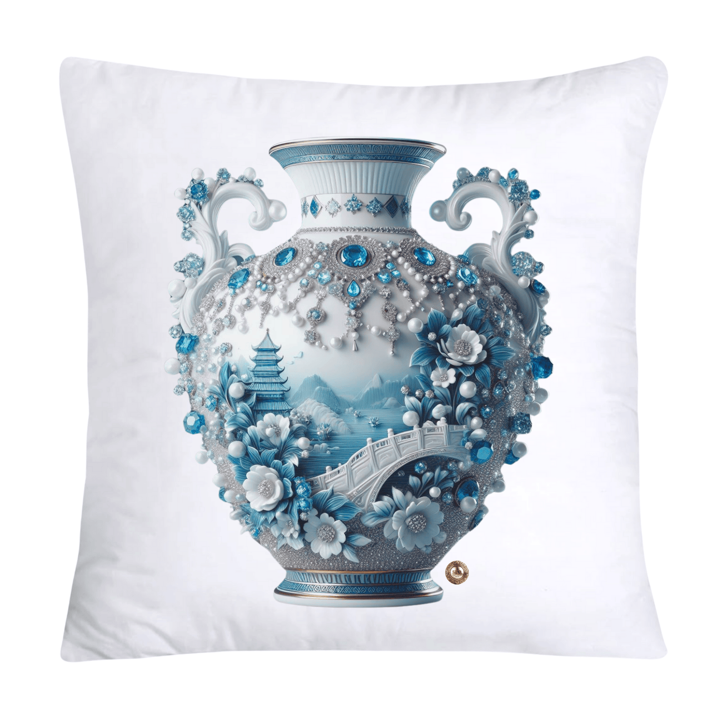 Blue Willow Chinoiserie 18x18 Stunning Vase Pillow Covers-4091