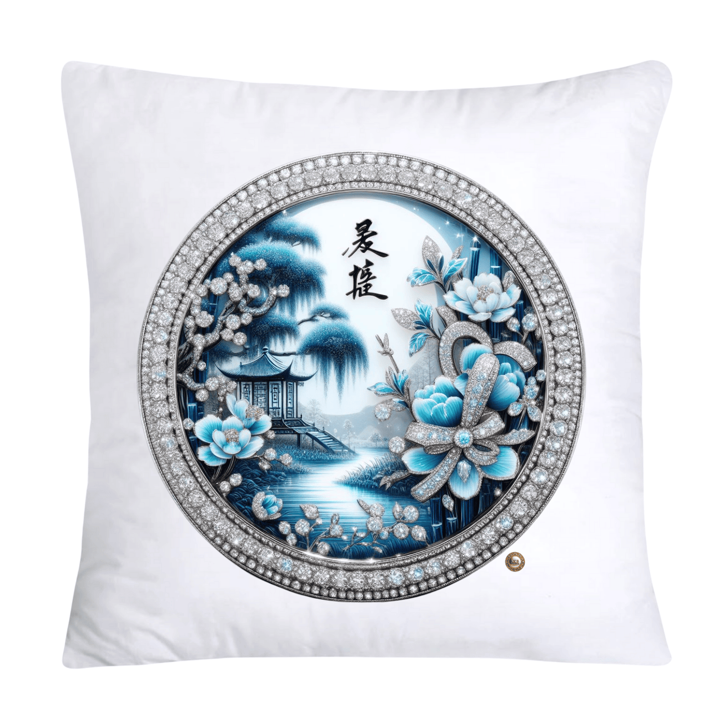 Blue Willow Chinoiserie Decorative Plate Pillow Covers-2398