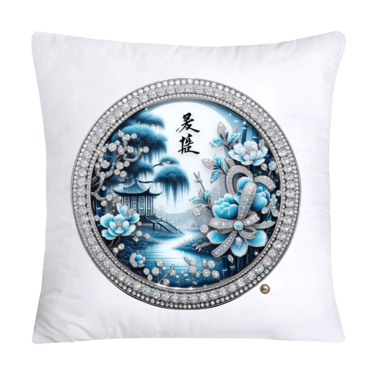 Blue Willow Chinoiserie Decorative Plate Pillow Covers-2398