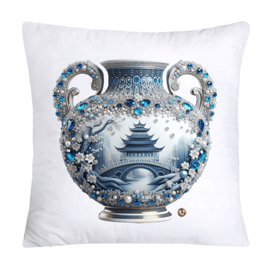 Blue Willow Chinoiserie 18x18 Stunning Vase Pillow Covers-4100