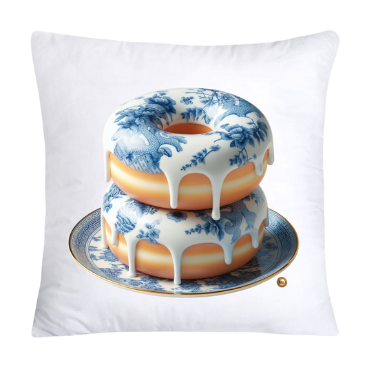 Blue Willow Whimsical 18x18 Donut Throw Pillow Cushion Covers-1218