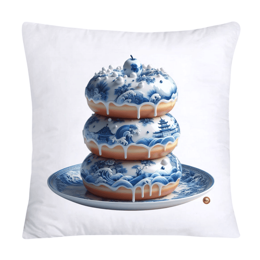 Blue Willow Whimsical 18x18 Donut Throw Pillow Cushion Covers-1216
