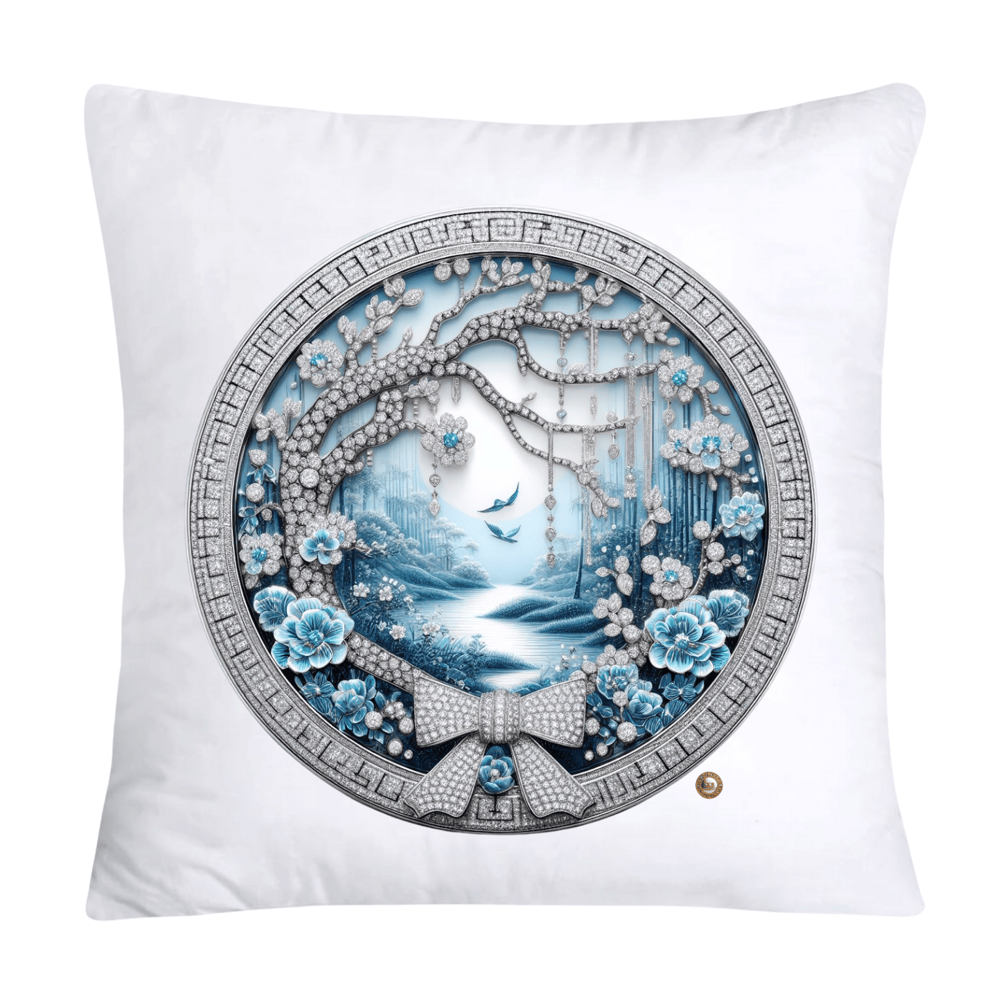 Blue Willow Chinoiserie Decorative Plate Throw Pillow Covers-2360