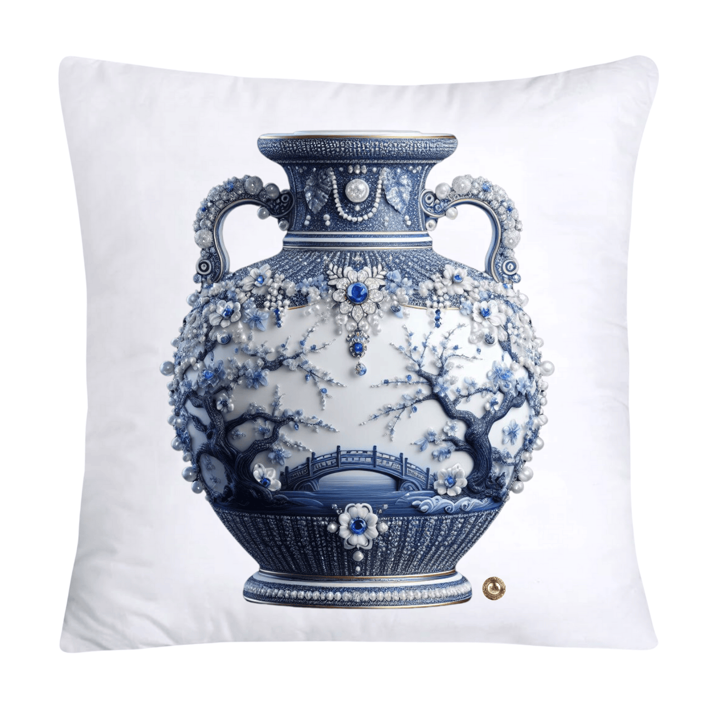 Blue Willow Chinoiserie 18x18 Stunning Vase Pillow Covers-4094