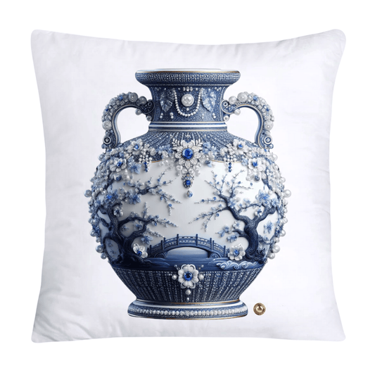 Blue Willow Chinoiserie 18x18 Stunning Vase Pillow Covers-4094