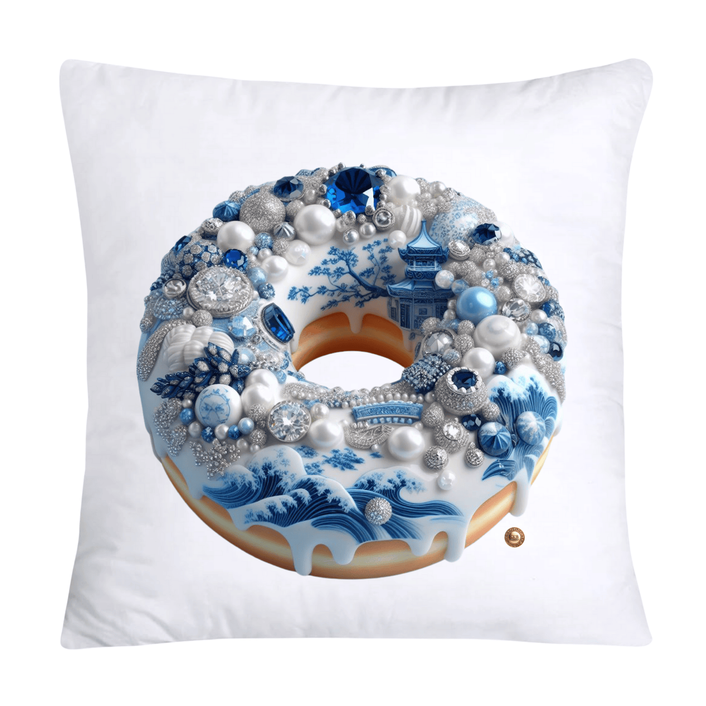 Blue Willow Whimsical Donut 18x18 Throw Pillow Covers-2278