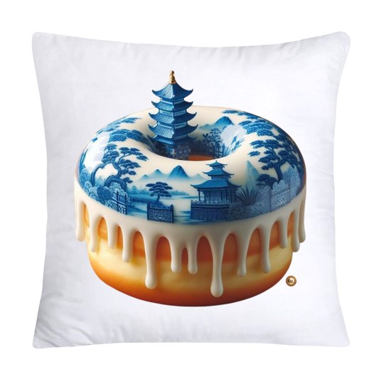Blue Willow Whimsical 18x18 Donut Throw Pillow Cushion Covers-1210