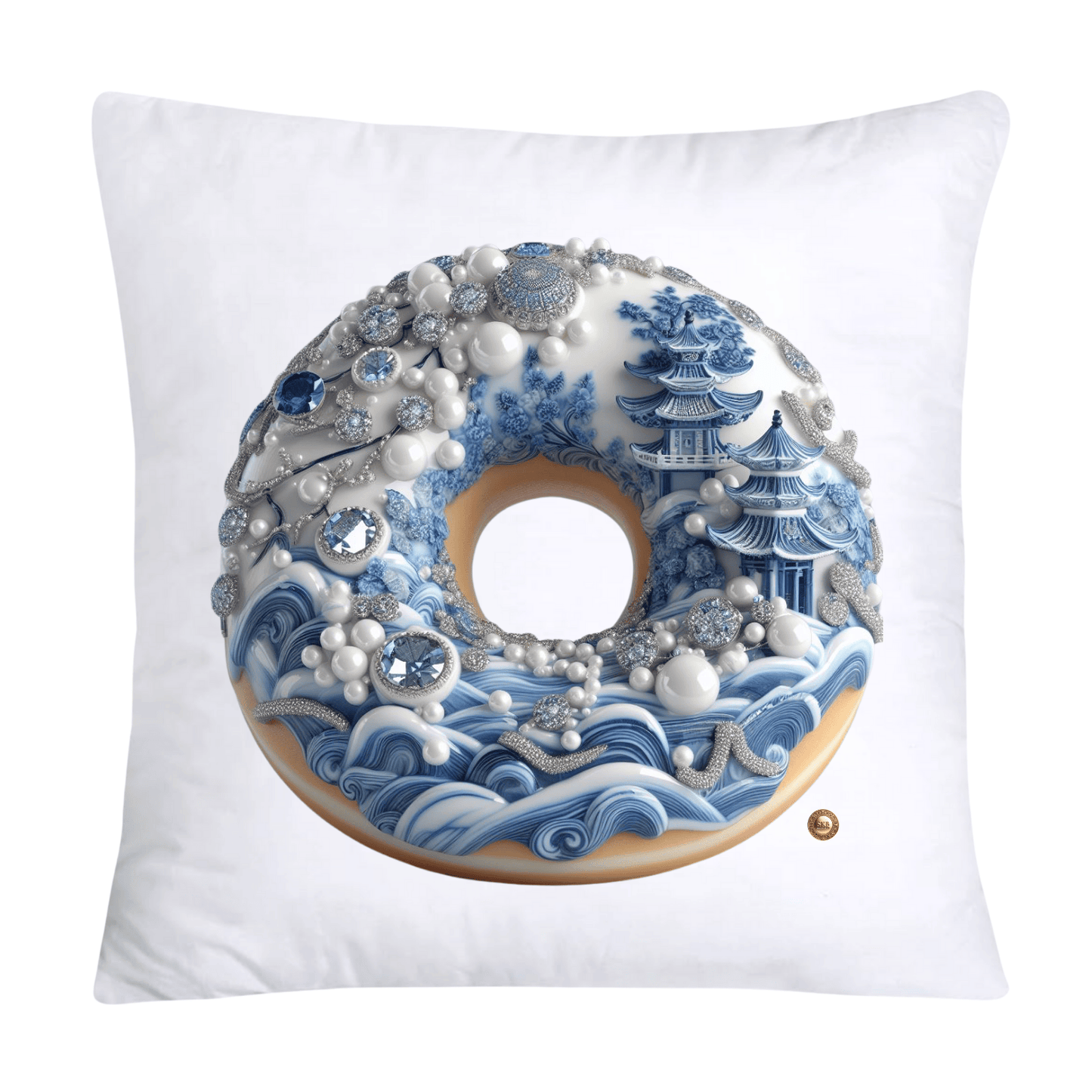 Blue Willow Whimsical Donut 18x18 Throw Pillow Covers-2298