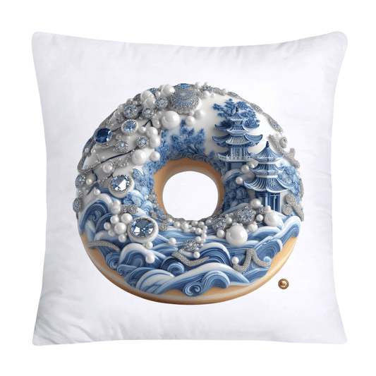 Blue Willow Whimsical Donut 18x18 Throw Pillow Covers-2298