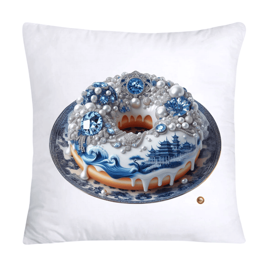 Blue Willow Whimsical 18x18 Donut Throw Pillow Cushion Covers-1214