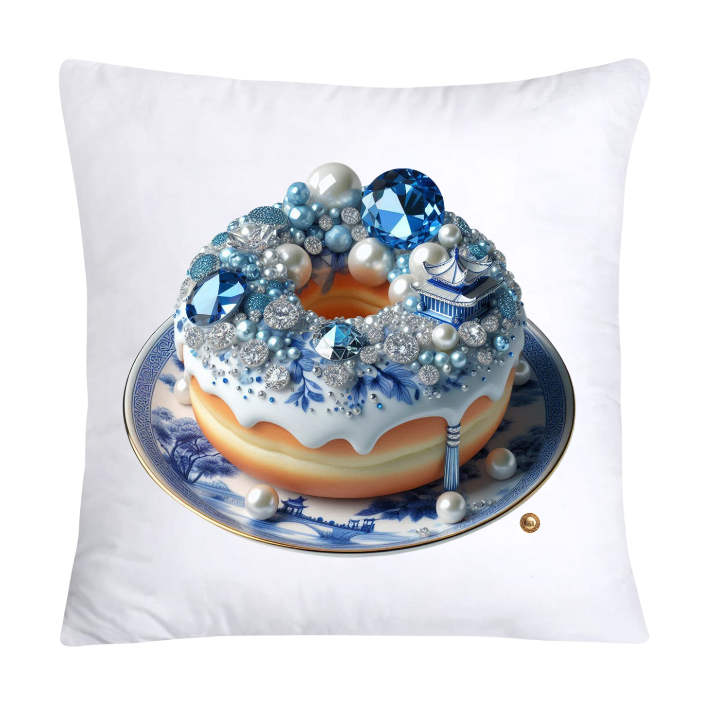 Blue Willow Whimsical Donut 18x18 Throw Pillow Covers-2289