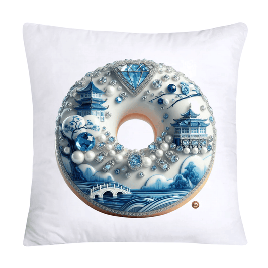 Blue Willow Whimsical Donut 18x18 Throw Pillow Covers-2299