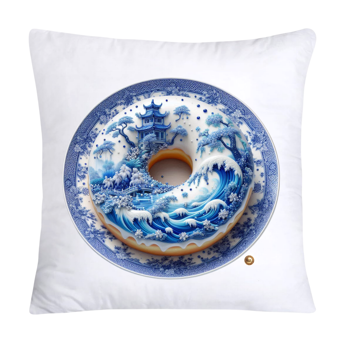 Blue Willow Whimsical Donut 18x18 Throw Pillow Covers-2279