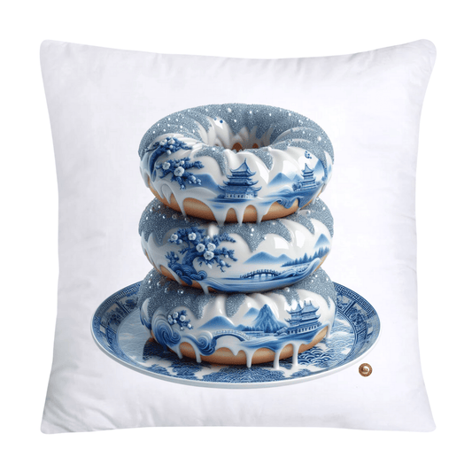 Blue Willow Whimsical 18x18 Donut Throw Pillow Cushion Covers-1220