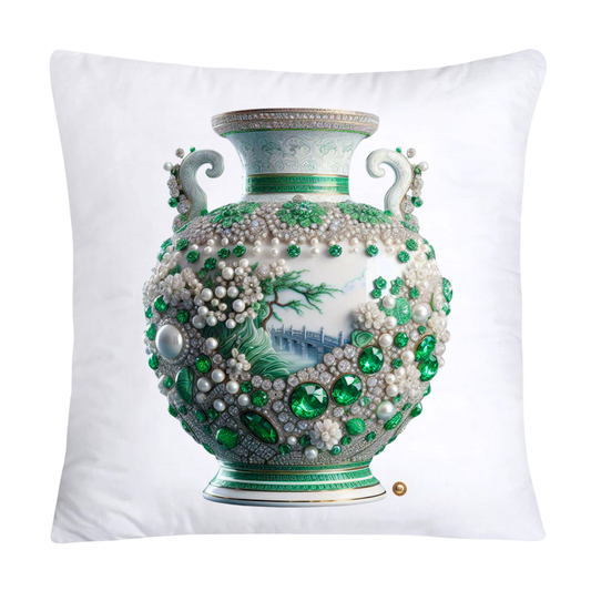 Green Willow Vase Classic Flare Throw Pillow Covers-2314