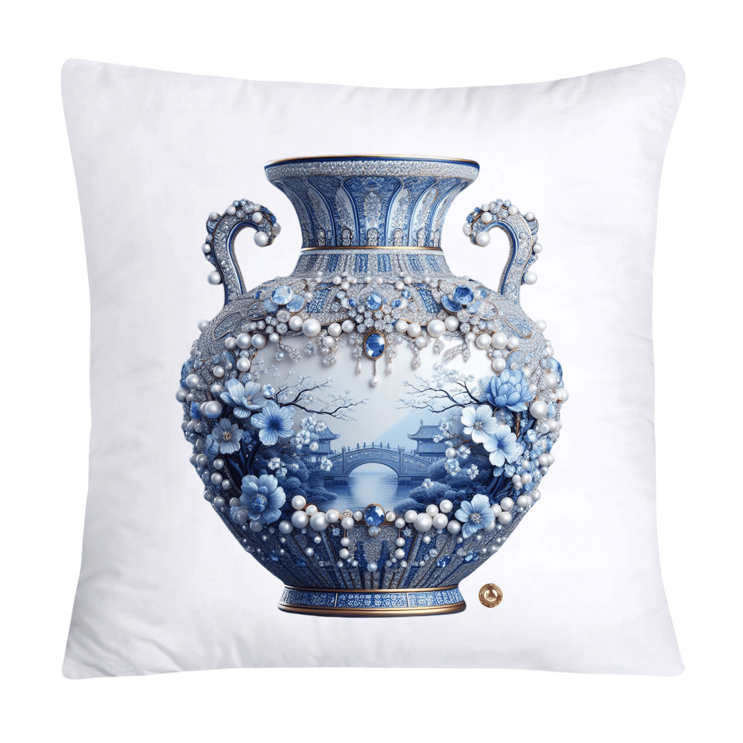 Blue Willow Chinoiserie 18x18 Stunning Vase Pillow Covers-4089
