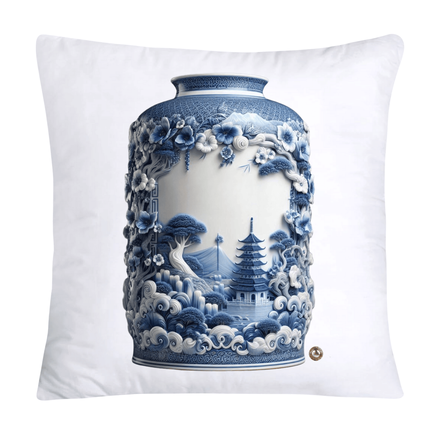 Blue Willow Chinoiserie 18x18 Stunning Vase Pillow Covers-4099