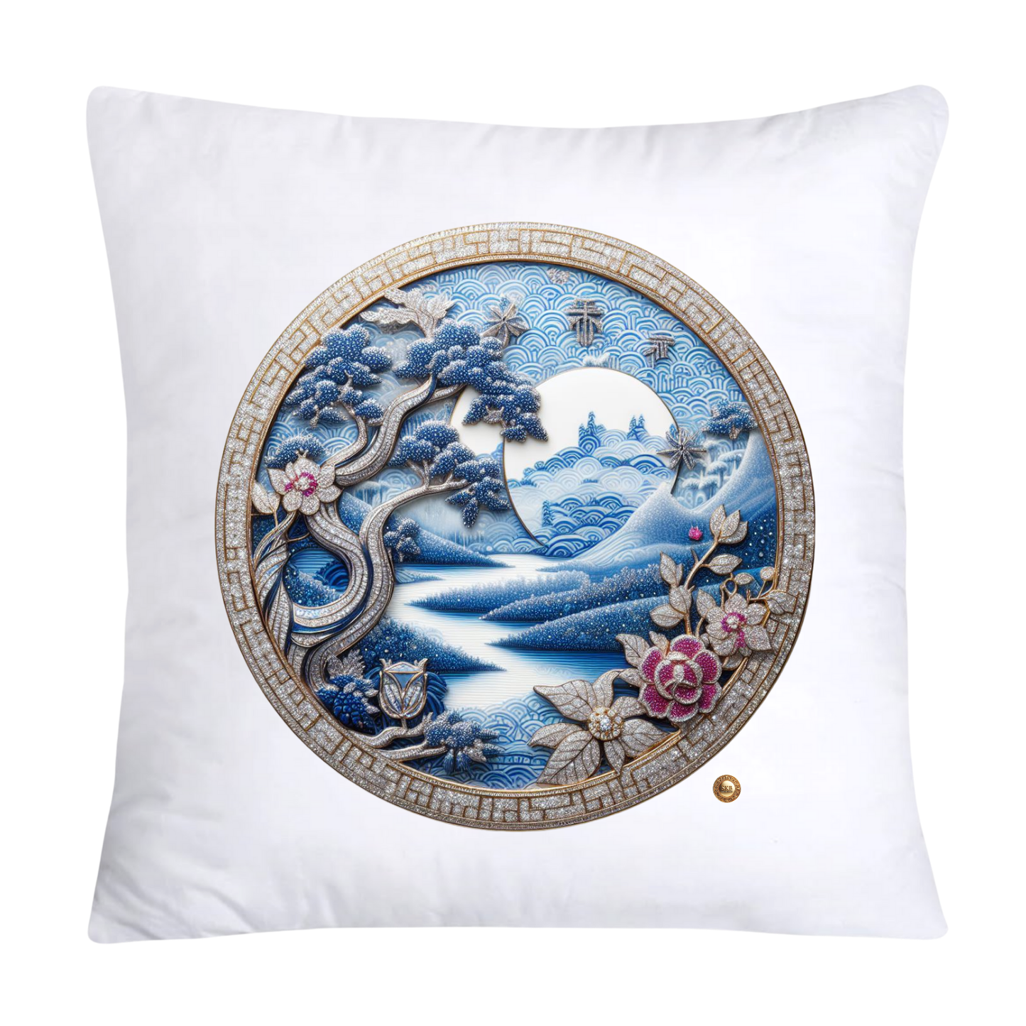 Blue Willow Chinoiserie Decorative Plate Pillow Covers-2395