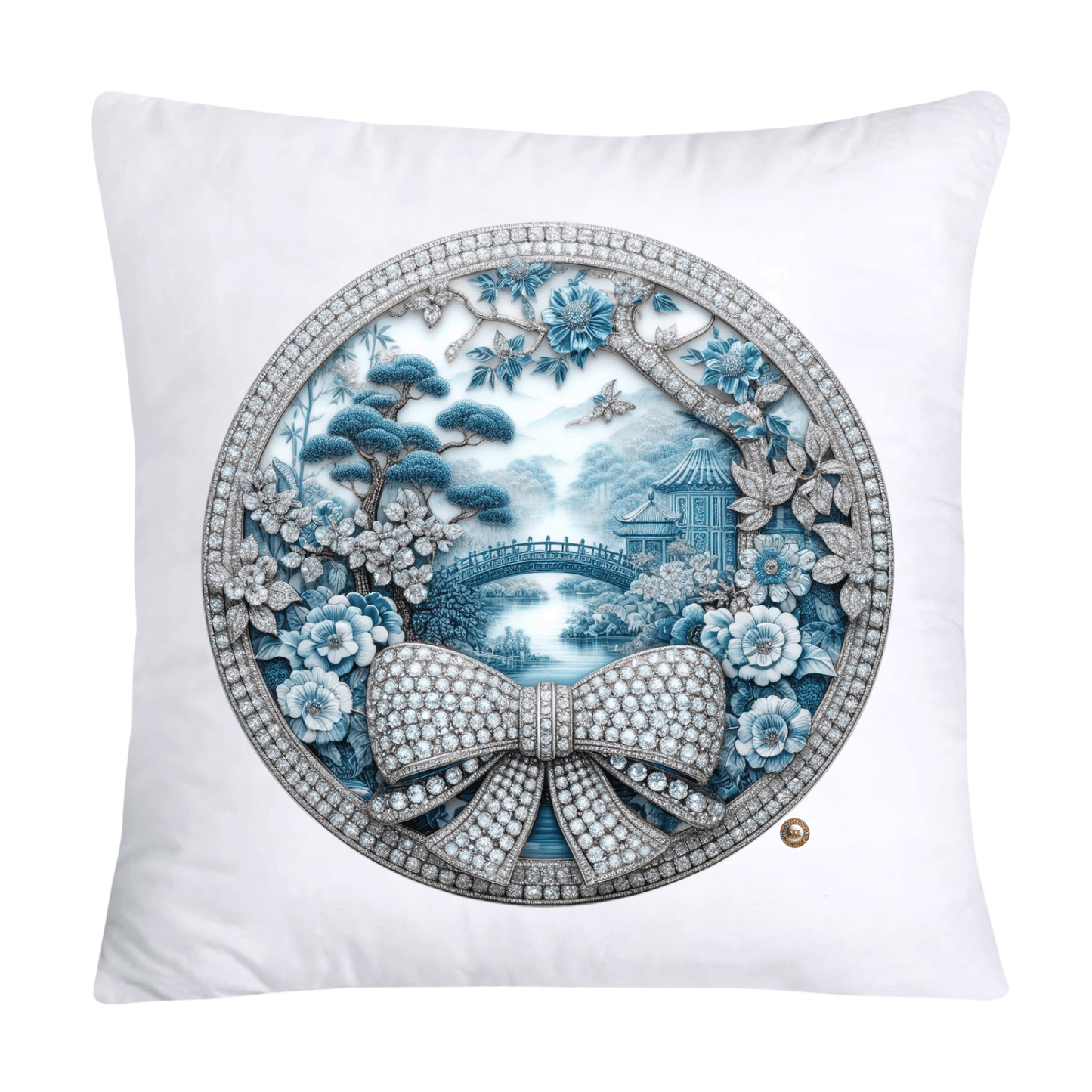 Blue Willow Chinoiserie Decorative Plate Throw Pillow Covers-2364