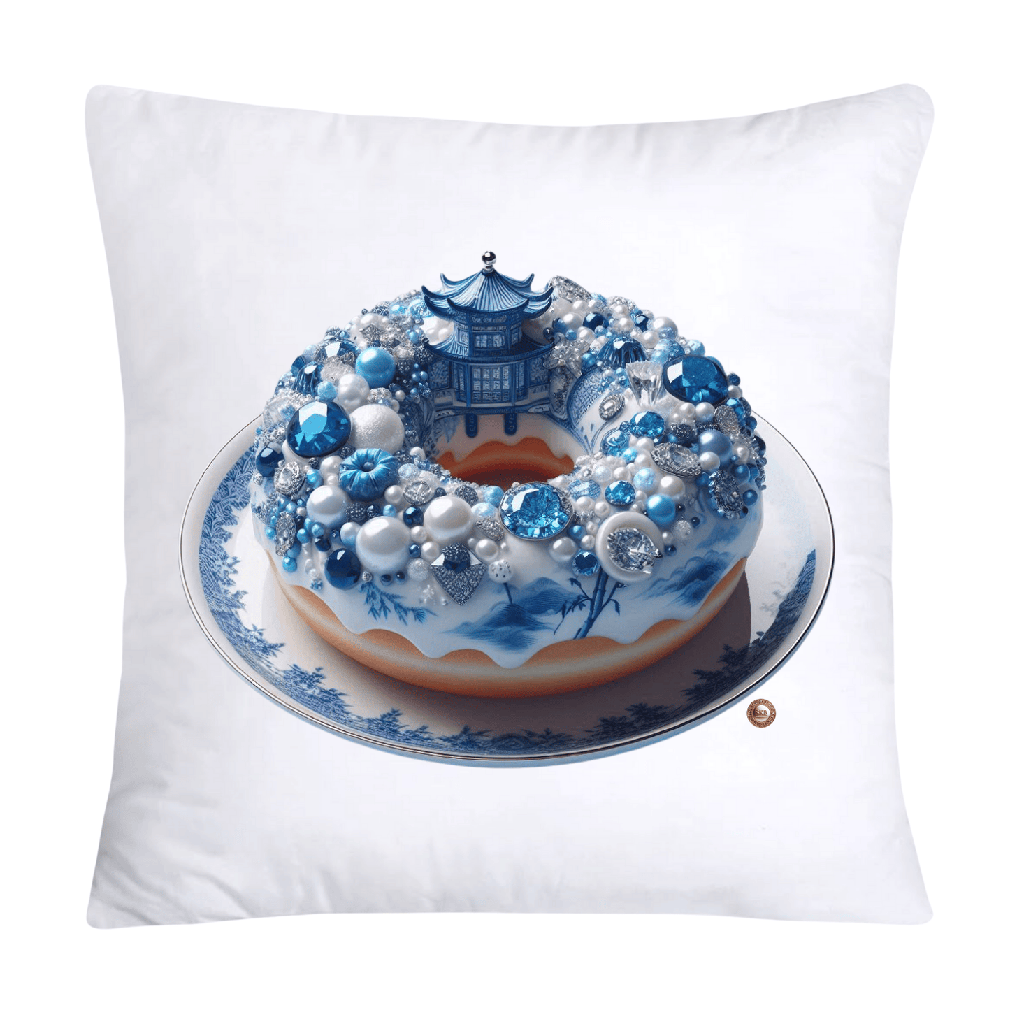 Blue Willow Whimsical Donut 18x18 Throw Pillow Covers-2291