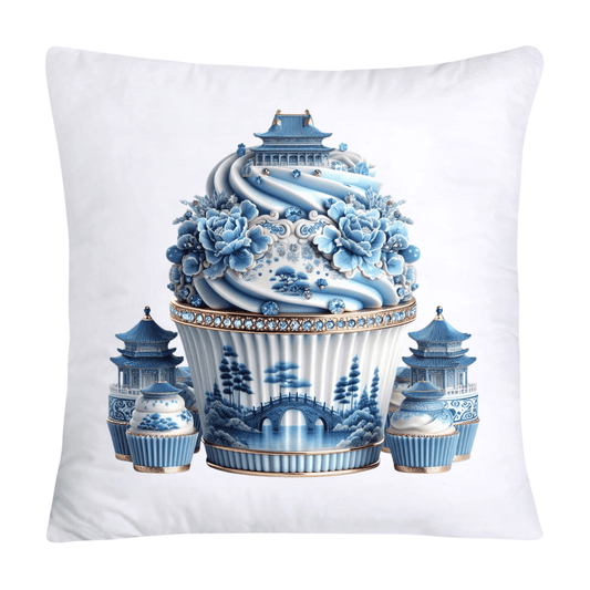Blue Willow Chinoiserie Cupcake Throw Pillow Covers 18X18-182