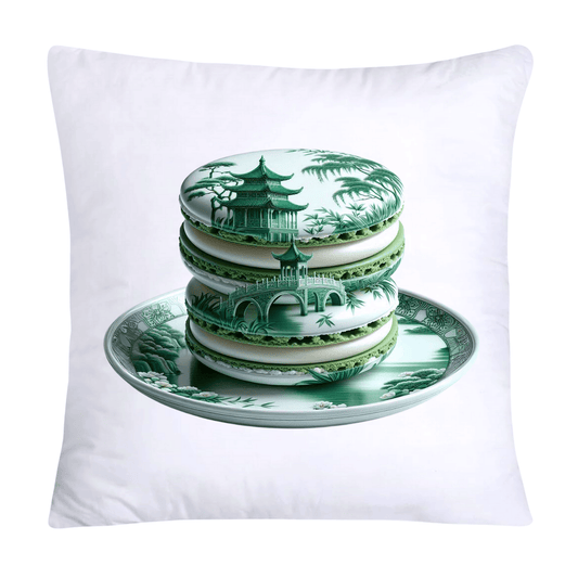 Green and White Willow Chinoiserie Sweet Macaroon Throw Pillow Covers-3927