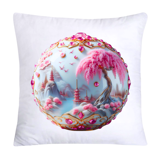 Pink and White Willow Ball/Orb 18X18 Decorative Pillow Covers-891