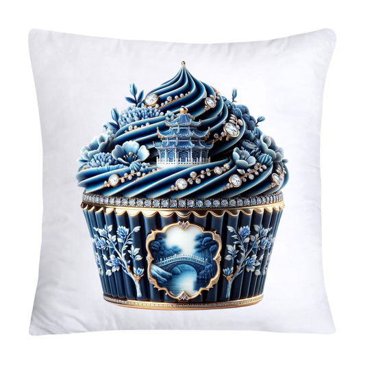 Blue Willow Chinoiserie Cupcake Throw Pillow Covers 18X18-213