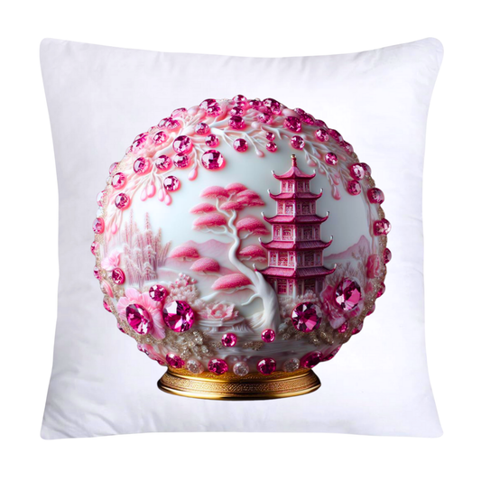 Pink and White Willow Ball/Orb 18X18 Decorative Pillow Covers-1004