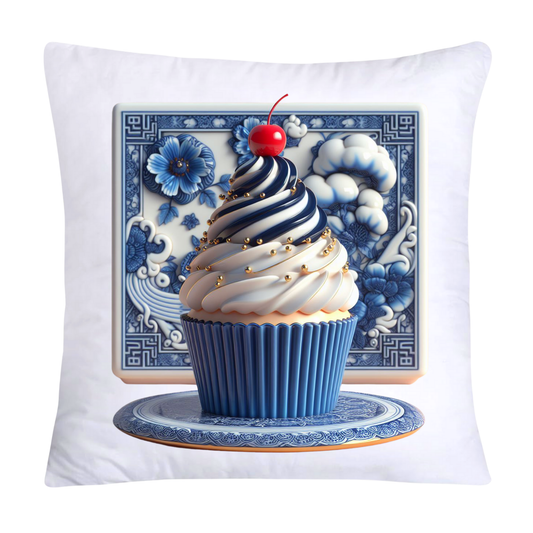 Blue Willow Chinoiserie Cupcake Throw Pillow Covers 18X18-316